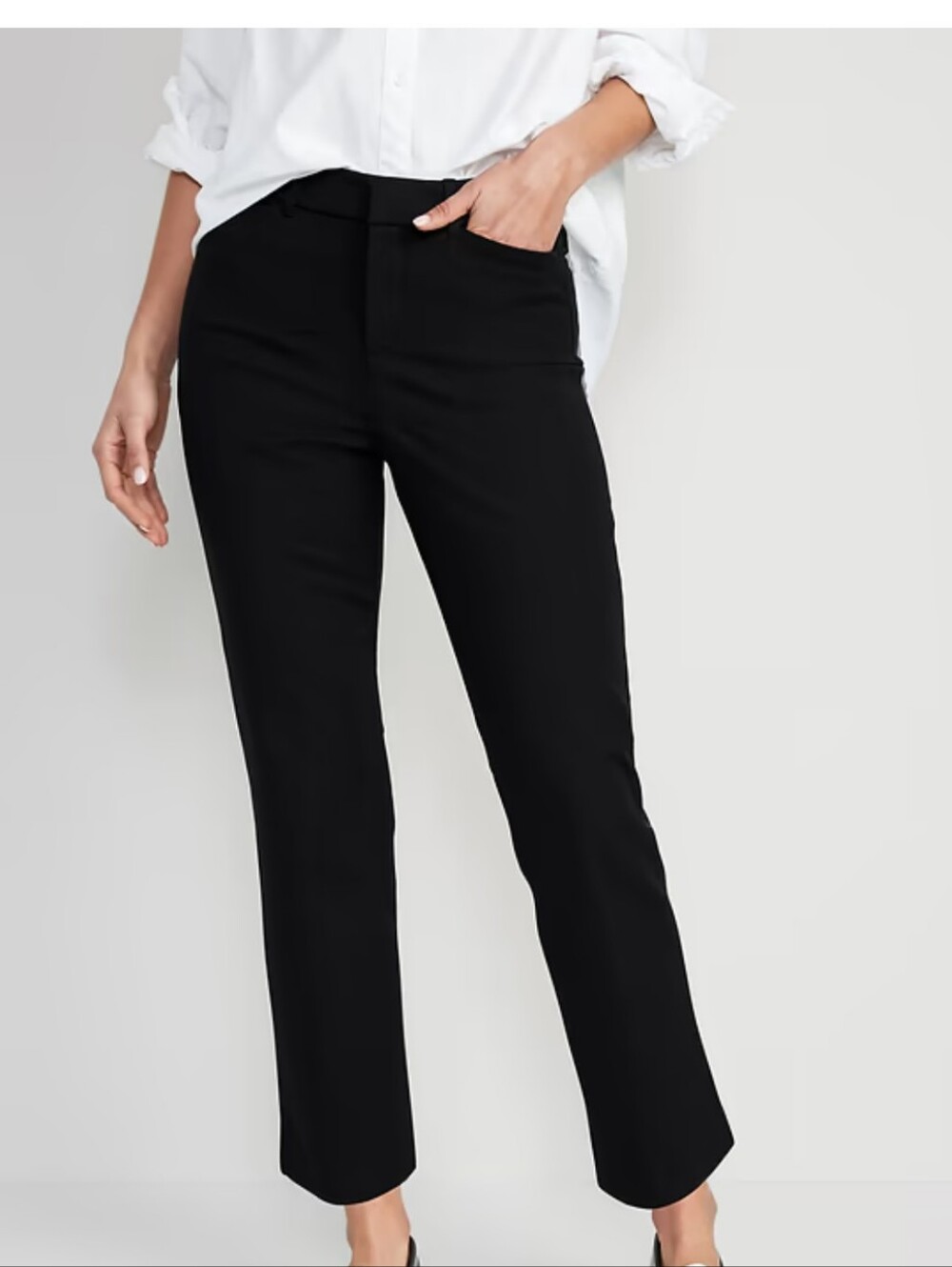 NWT Old Navy High Waisted Pixie Straight Leg Pant, Black, Petite 4